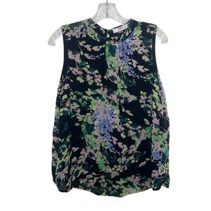 Suzy Suzy Shier Sleeveless Floral Blouse Large Black Green Purple New WOT
